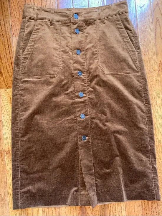 Paige $269 Meadow Brown Corduroy Midi Pencil Skirt | Size 4 NWOT - Picture 6 of 13